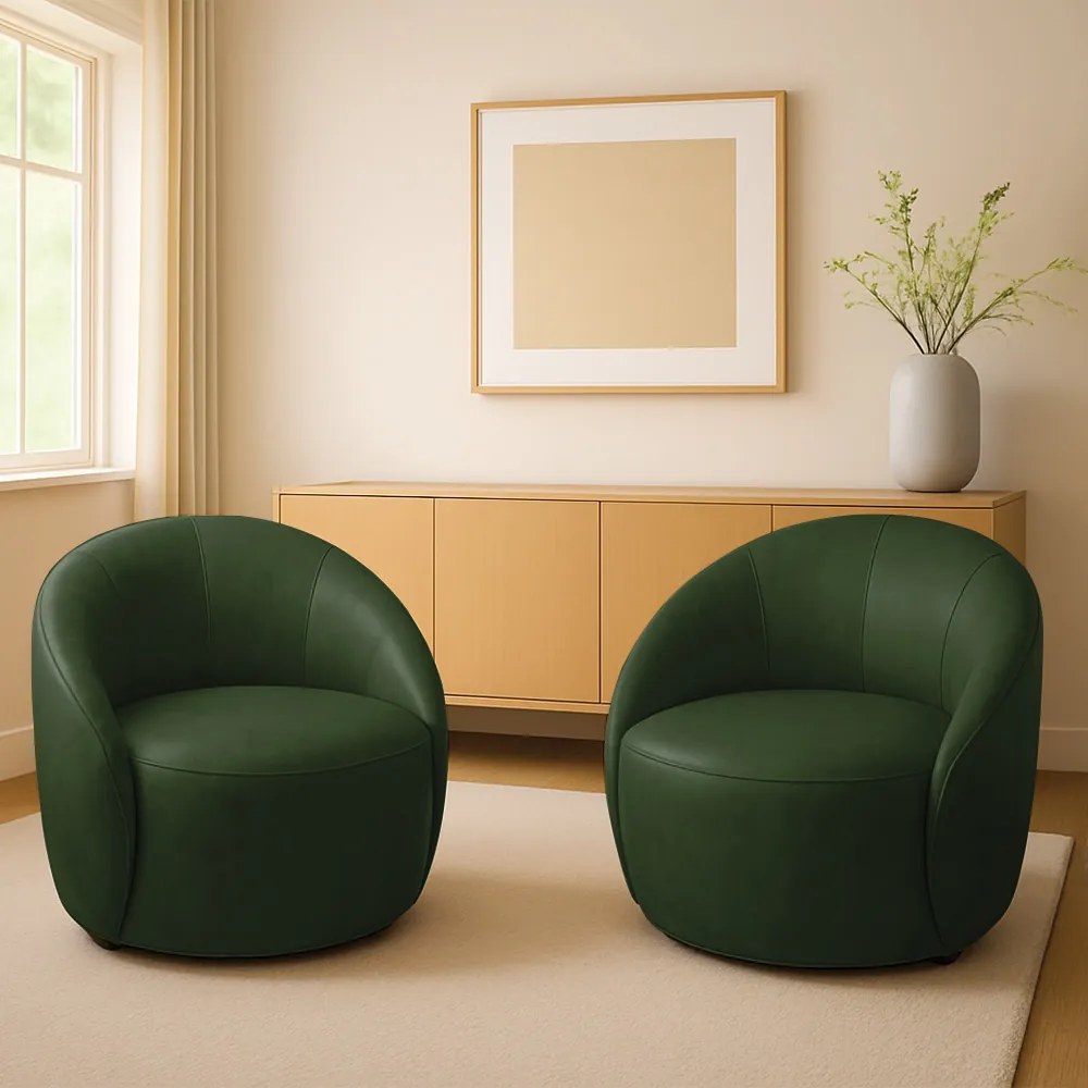Poltrona Decorativa Orgânica Kit 2 Lua Sintético PU D03 - D'Rossi - Verde