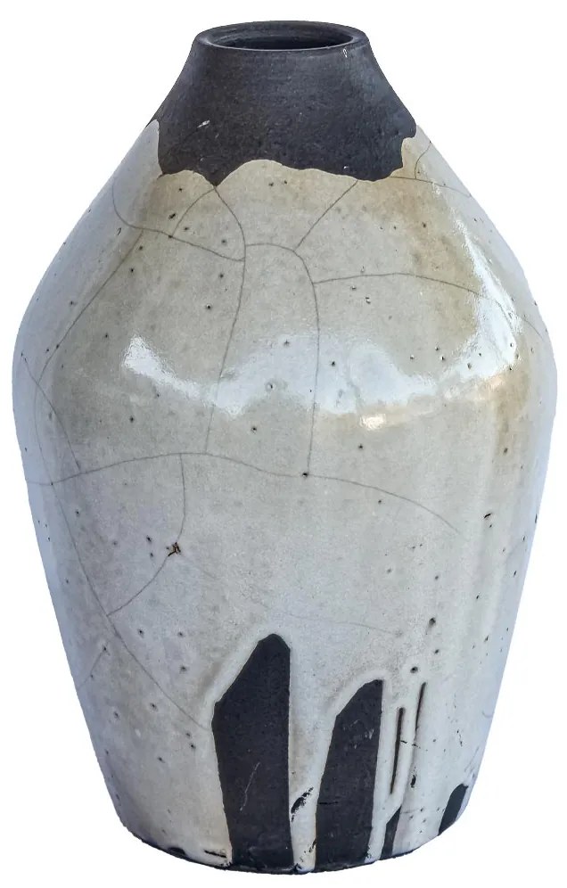 Vaso Reto decorativo de cerâmica 19x15x15 - Raku Alto Brilho  Kleiner