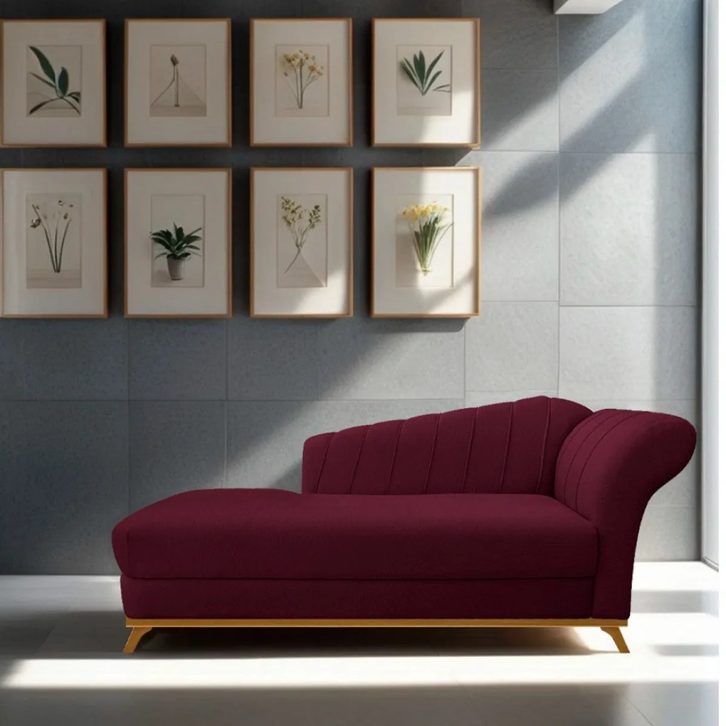 Recamier Vanessa 160cm Lado Esquerdo Suede Bordô - ADJ Decor