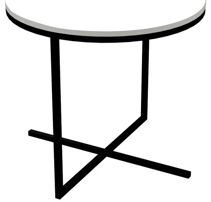 Mesa de Centro Volpi Branco Base Metálica Preto 46 cm A05 - D'Rossi