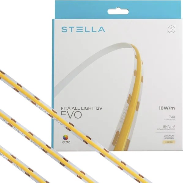 Fita De Led 10w Por Metro 12v 5m Irc90 All Light Evo - LED BRANCO NEUTRO (4000K)