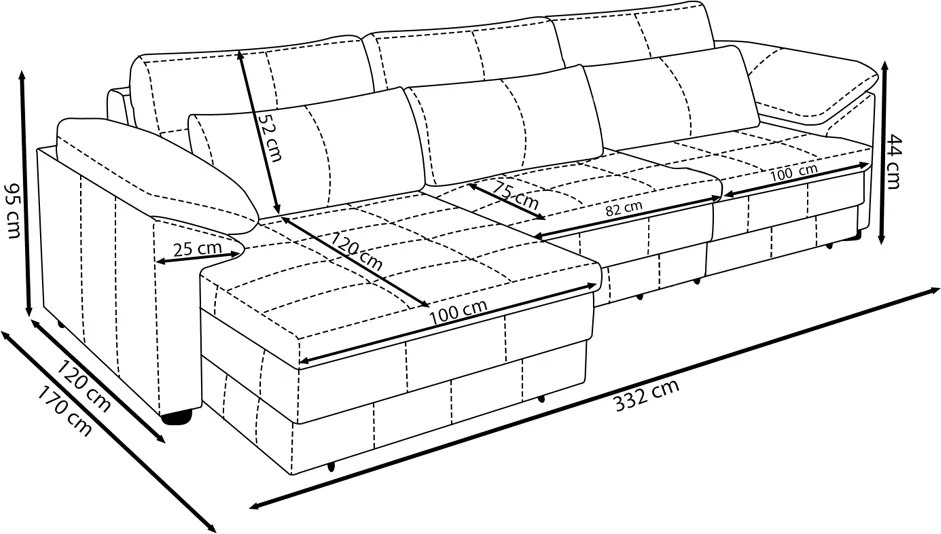 Sofá Retrátil Manual Sala de Estar Nolan Bipartido 332cm Conforto Premium em Couro OffWhite G58 - Gran Belo