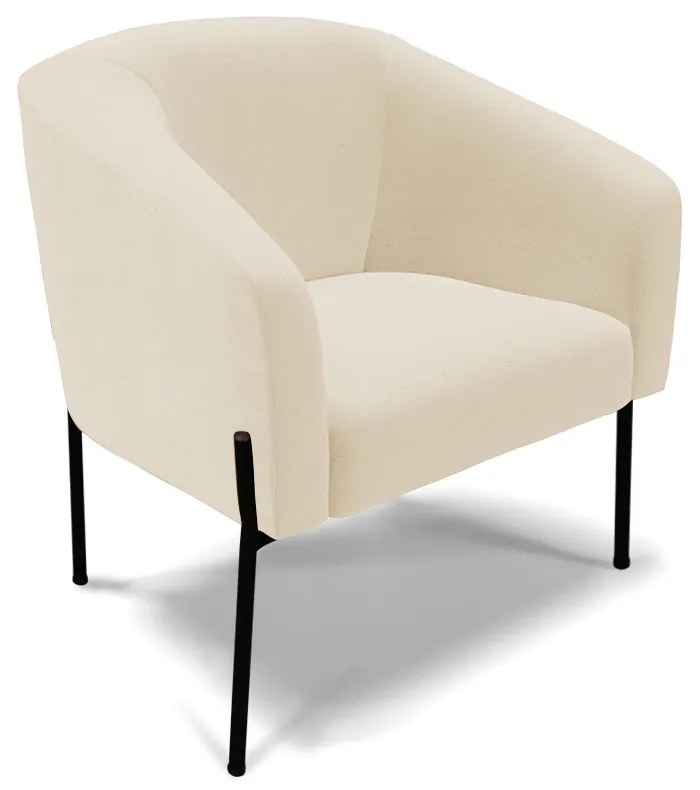 Poltrona Sala Decorativa Pé de Ferro Preto Stella Linho D03 - D'Rossi - A19 Bege