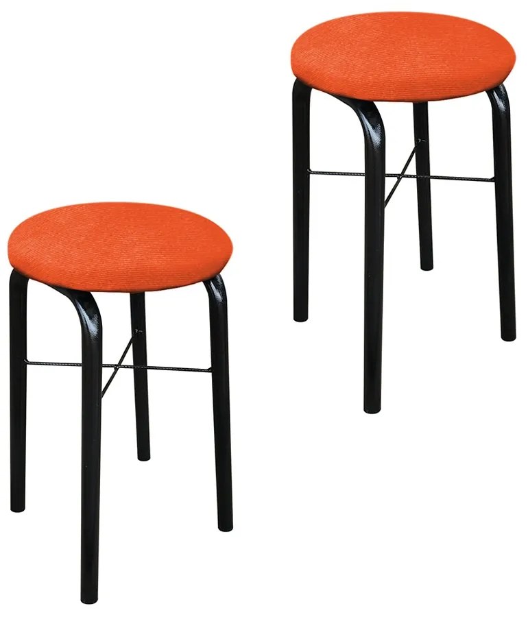 Kit 02 Banquetas Baixa Manu Suede - Laranja