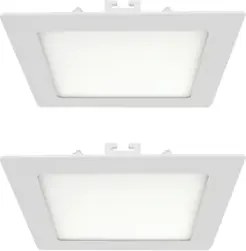 Kit 2 Plafons Led Embutir Quadrado 18W Branco 22,5CM
