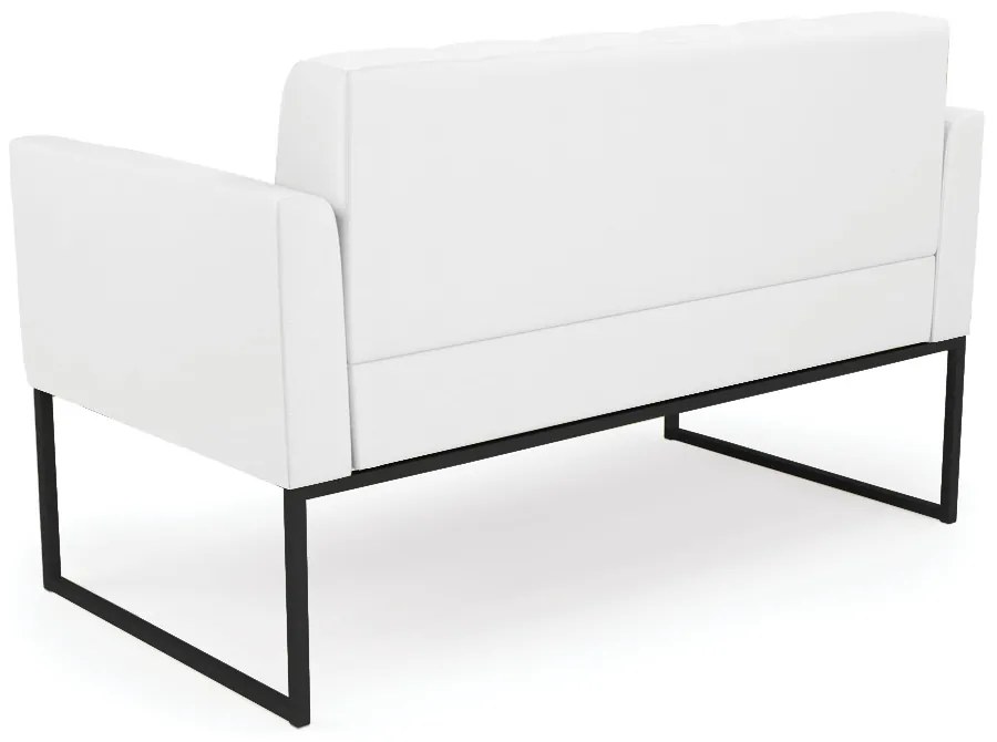 Kit 1 Sofá Namoradeira e 2 Poltronas Elisa Corino Branco Base Metálica Industrial Preto - D'Rossi