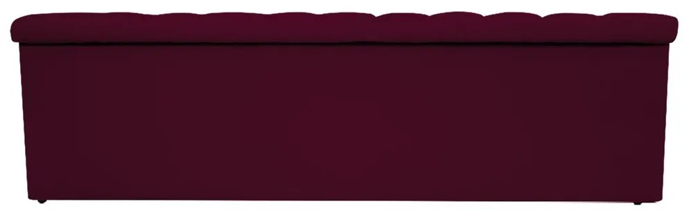 Recamier Baú Estofada Mel 140 cm Casal Com Capitonê  Suede Bordô - ADJ Decor