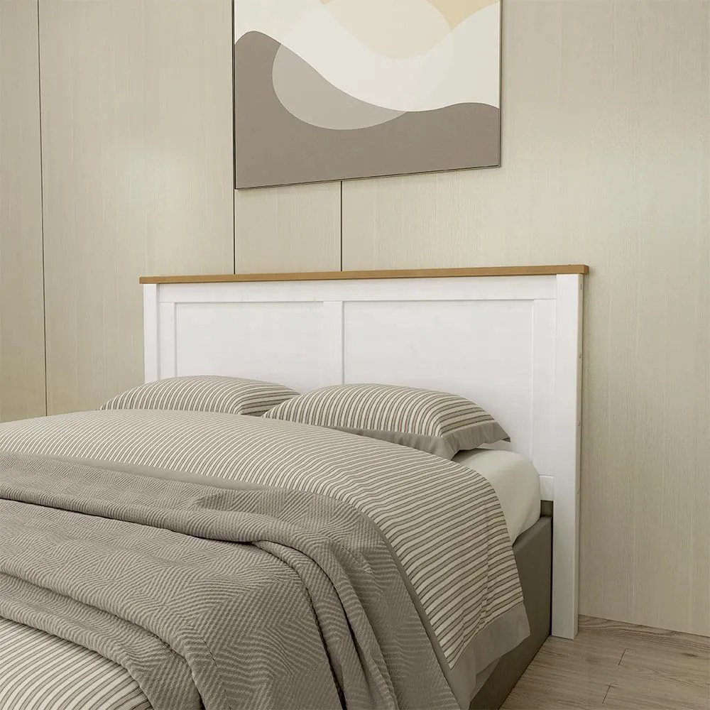 Cabeceira para Cama Queen Size Madeira Maciça Osiris Branco/Freijó - G74 - Gran Belo