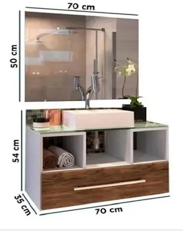 Gabinete Para Banheiro Completo Viena Mdf Balcão Espelho