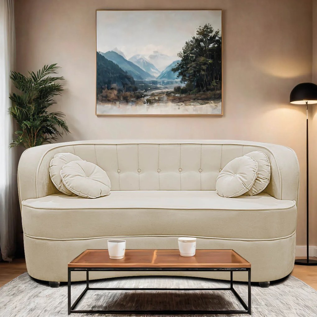 Sofá Curvo 2 Lugares Orgânico Sala Recepção Escritório Decorativo Luxo Panamá 160cm Suede