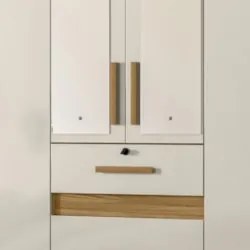 Guarda Roupa Casal 165cm Com Espelho Tati Freijó/Off Z17 - Mpozena