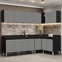 Armário de Cozinha Modulado de Canto 6 Peças CP32 Balcão com Tampo Pre