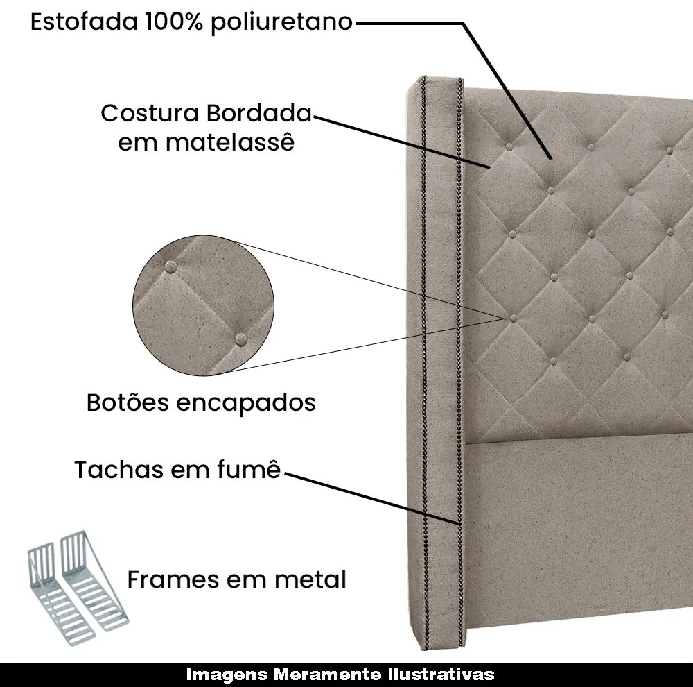 Cabeceira Decorativa Casal 1,64M Loewe Linho Areia G63 - Gran Belo