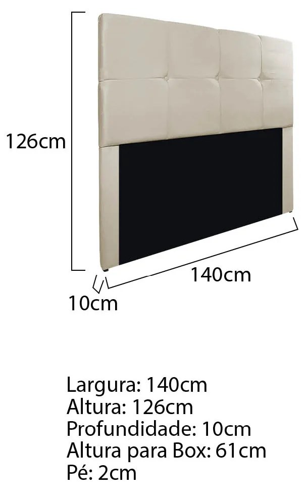 Cabeceira Casal Marseille P02 140 cm Linho - ADJ Decor