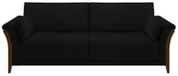 Sofá Living 3 Lugares 222cm Pés Madeira Roya Z32 Veludo Preto - Mpozen