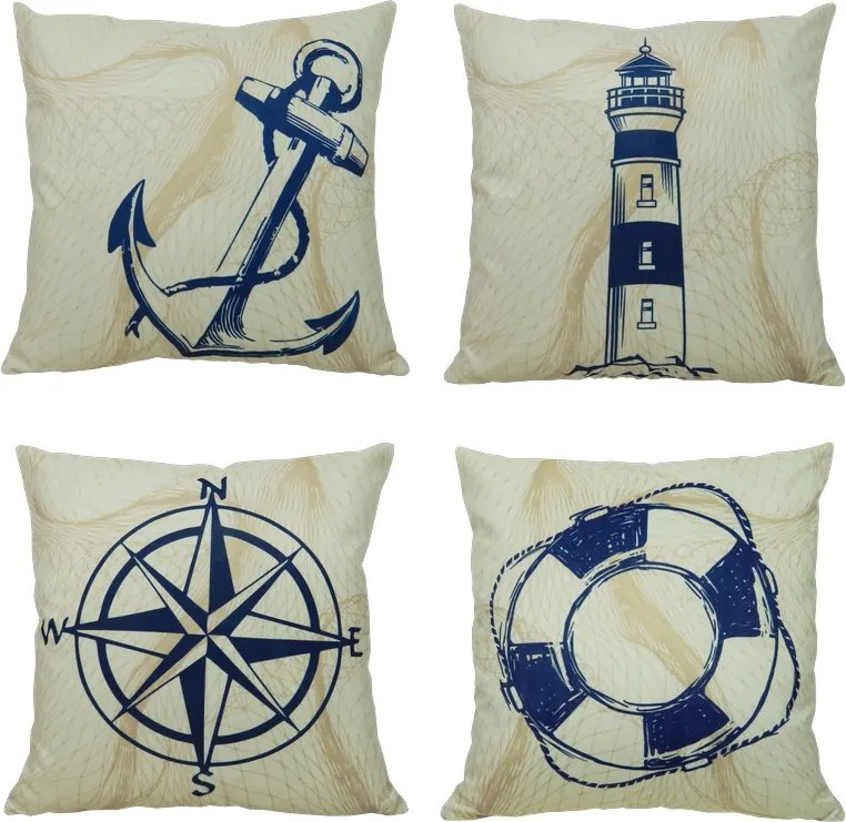 Almofada Marine Tons Amarelo com Azul 45x45cm - AMI-0122 - Somente Capa