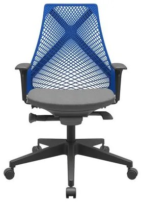 Cadeira Office Bix Tela Azul Assento Poliéster Cinza Autocompensador Base Piramidal 95cm - 64037 Sun House