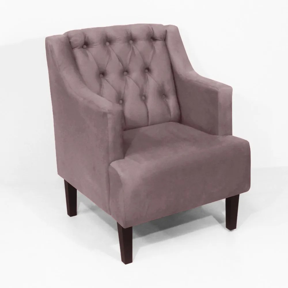 Poltrona Classic Suede Crepe Pés Trapézio Sala, Quarto, Decoração