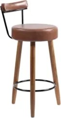 Banqueta Alta Estofada Pés Palito Tília Sintético Café S08  - Mpozenat