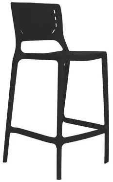Banqueta Alta Cozinha Preta Empilhável Saturno em Polipropileno Acrilys