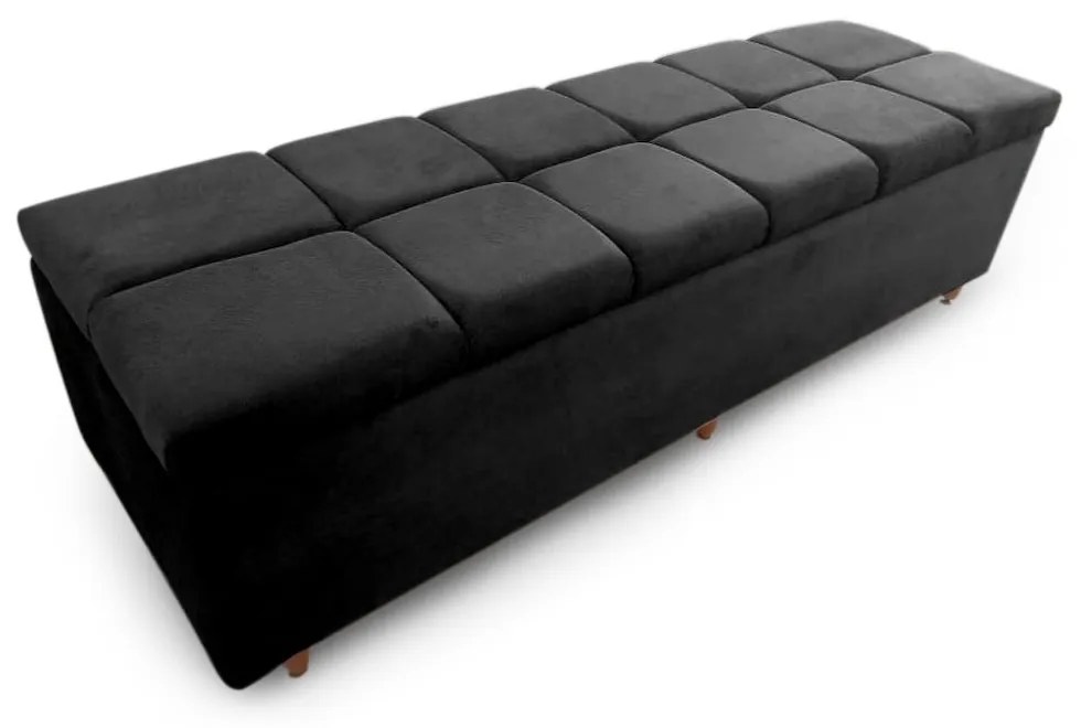Calçadeira Baú Solteiro 90cm Veneza Suede Preto - Sheep Estofados - Preto