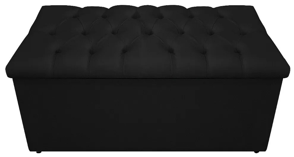 Recamier Baú Estofada Mel 90 cm Solteiro Com Capitonê  Suede Preto - ADJ Decor