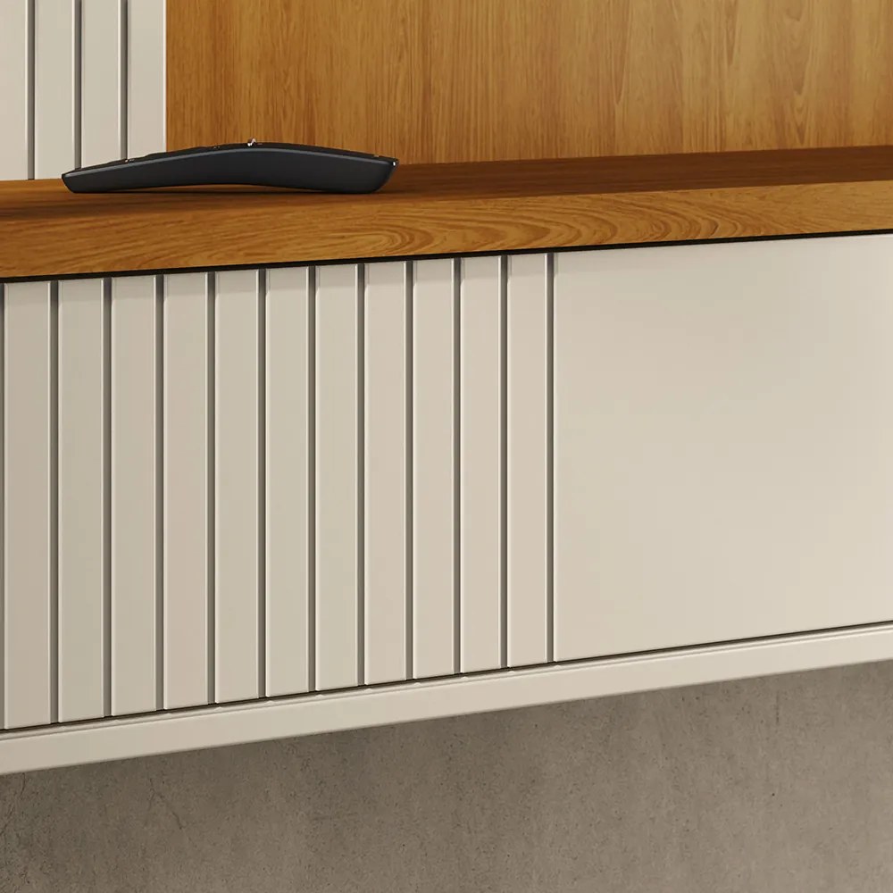 Painel TV 65 Pol 161cm Bancada Suspensa para Sala Dorema Cinamomo/Off White M20 - D'Rossi