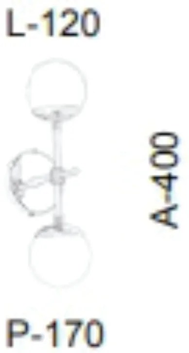Arandela Com 02 Globinho 17X12X40Cm 2 X G9 Metal E Globo Ø12Cm |Old Ar... (PRETO)