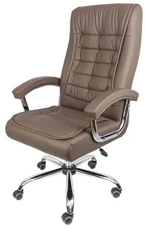 Cadeira Office Luxo em Courino Cafe com Base Rodizio Cromada - 66624 Sun House