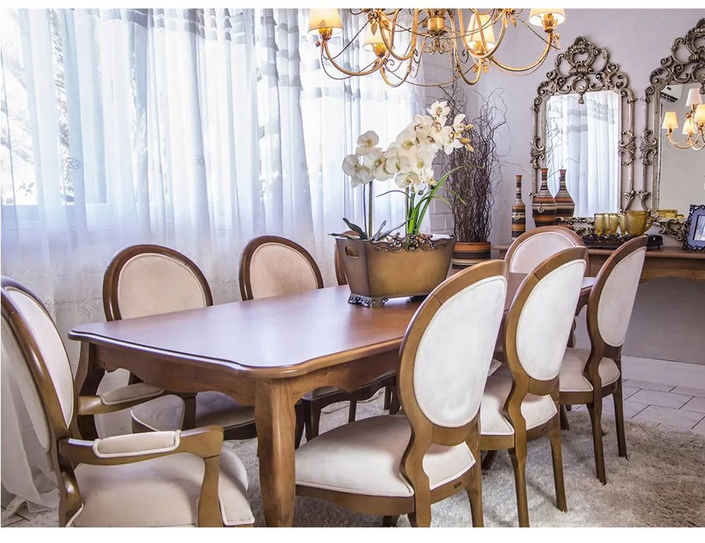 Conjunto de Jantar Vintage com Cadeiras Clássica Medalhão Kleiner Schein -