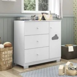 Cômoda Infantil 1 Porta 3 Gavetas Amora Z39 Branco - Mpozenato