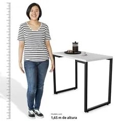 Mesa de Cozinha Bistrô Porto Branco 90cm com 2 Banquetas Industriais M
