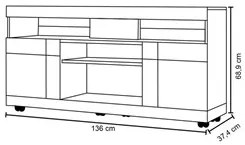 Rack Bancada para TV até 55 Polegadas 136cm Yara Nogueira Real/Off Whi
