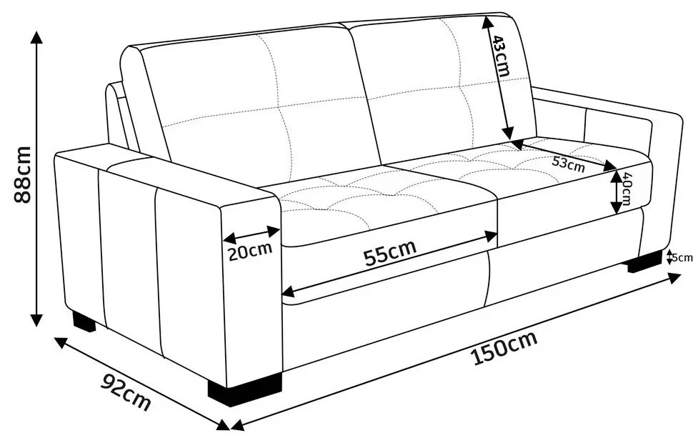 Sofá 2 Lugares Sala de Estar 150cm Milão Couro Off White G03 - Gran Belo