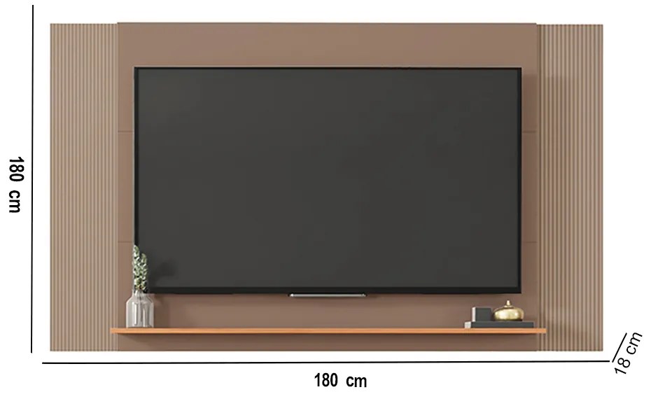 Painel TV até 65 Pol Extensível 136-150-180cm Suspenso Visari Marrom/Freijó C01 - D'Rossi