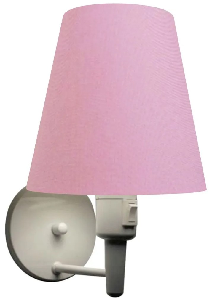 Arandela Cone Md-2013 Branco C/ Inter Liga e Desl Cúpula em Tecido Rosa Bebê - Bivolt