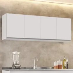 Armário de Cozinha Aéreo 160cm 4 Portas Nevada Branco - Lumil