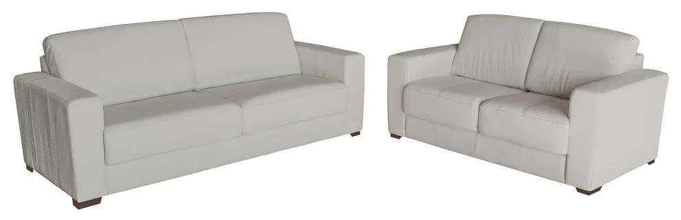 Conjunto de Sofá 2 e 3 Lugares Sala de Estar Estocolmo Couro Off White G03 - Gran Belo