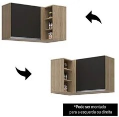 Balcão de Canto Reto com Tampo 1 Porta Denver Castanho/Preto - Lumil