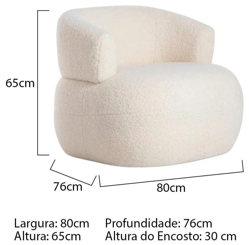 Kit 2 Poltronas Decorativa Sala de Estar Recepção Suiça Bouclé - ADJ Decor