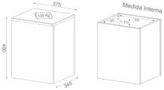 Puff Decorativo Baú 37,5cm Branco/Floral Pérola - Tecno Mobili