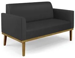Sofá Namoradeira e 2 Poltronas Base Madeira Castanho Maressa Sintético