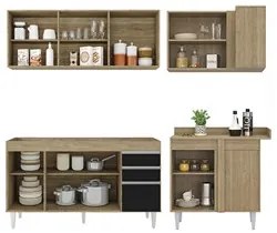 Armário de Cozinha Modulado de Canto Esquerdo 4 Peças CP49 Balcão sem