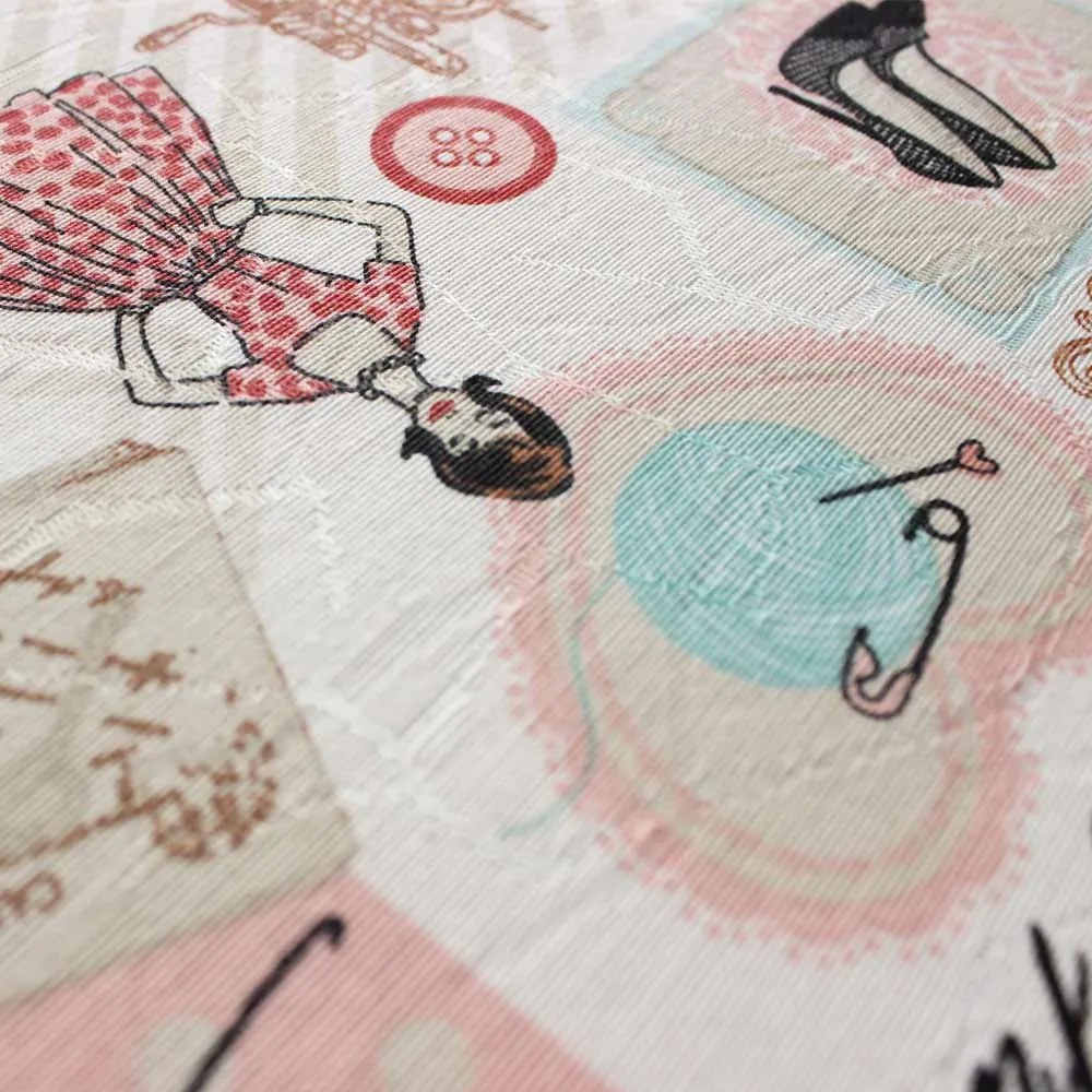 Tecido Decorativo Jacquard Estampado Retrô Rosa D61 01 Metro - D'Rossi