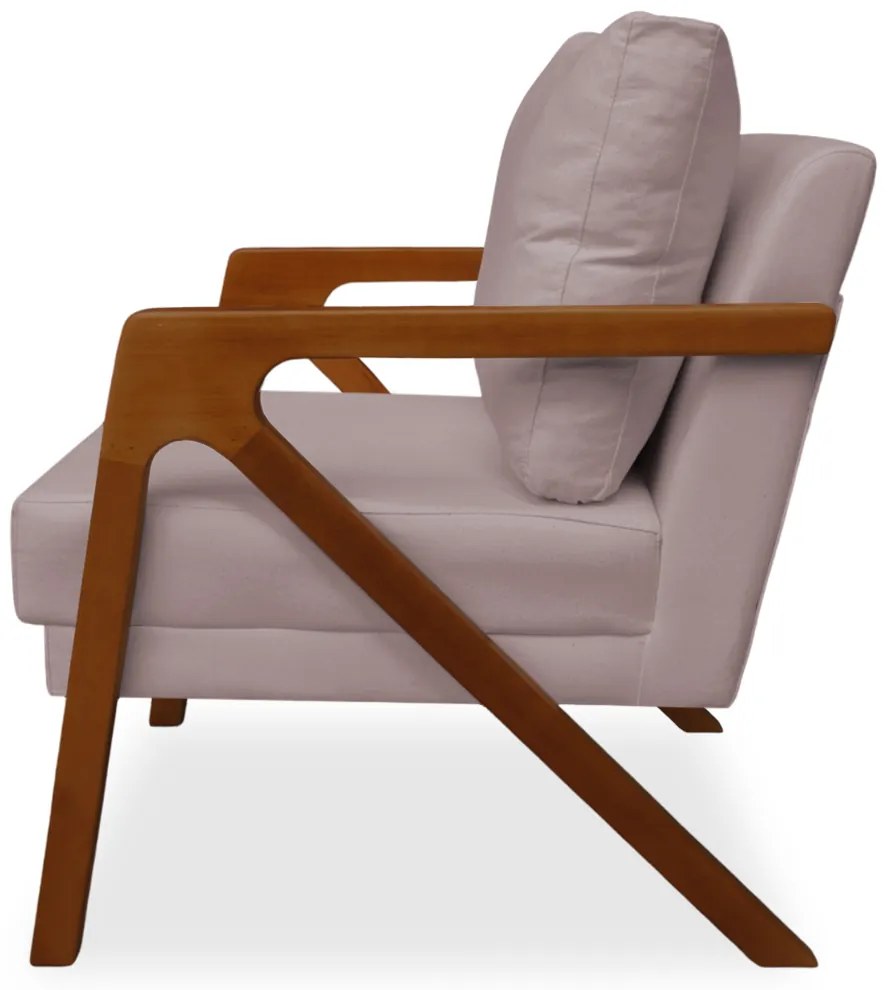 Poltrona Decorativa Amber Base De Madeira Veludo Crepe