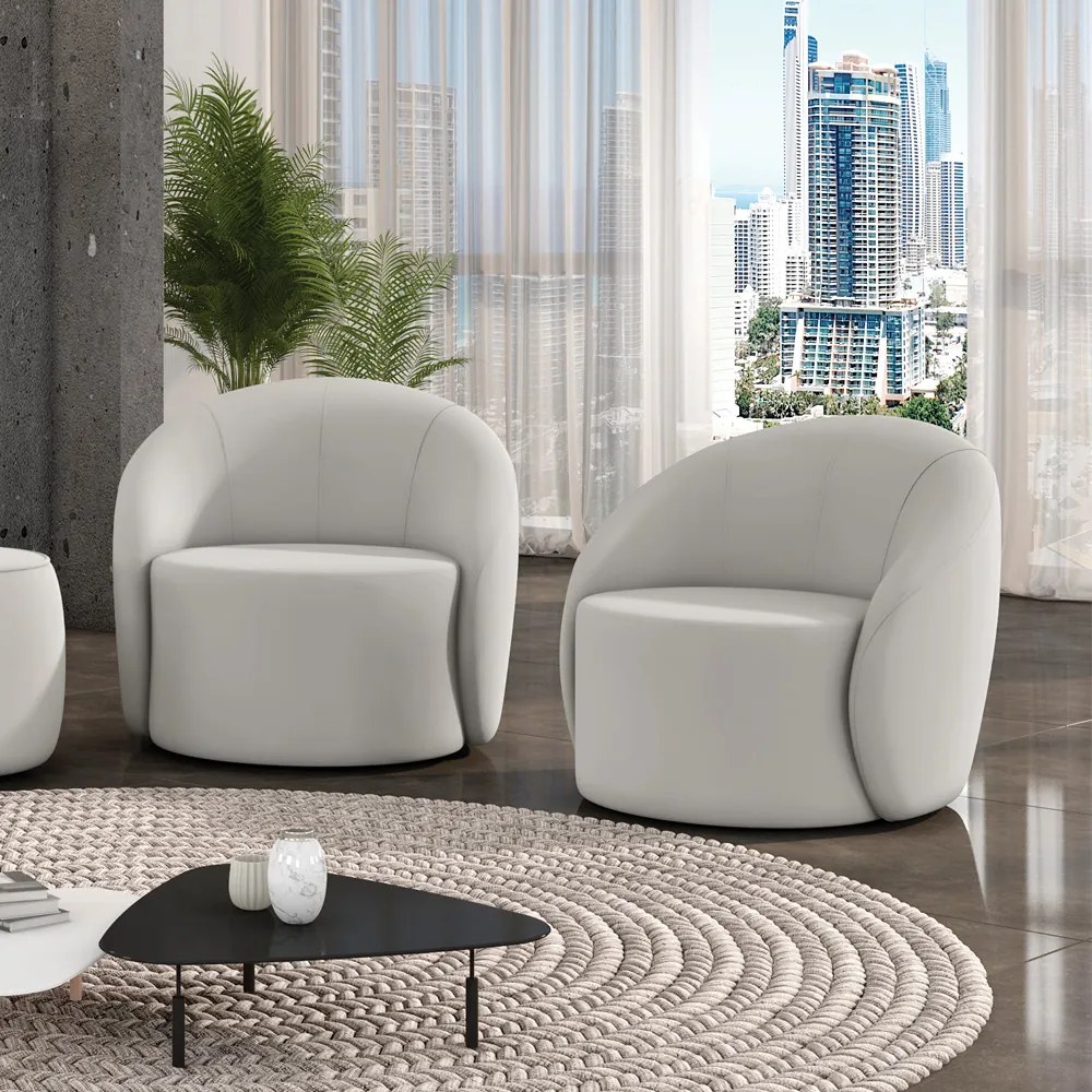 Poltrona Decorativa Orgânica Kit 2 Lua Veludo D03 - D'Rossi - Cinza