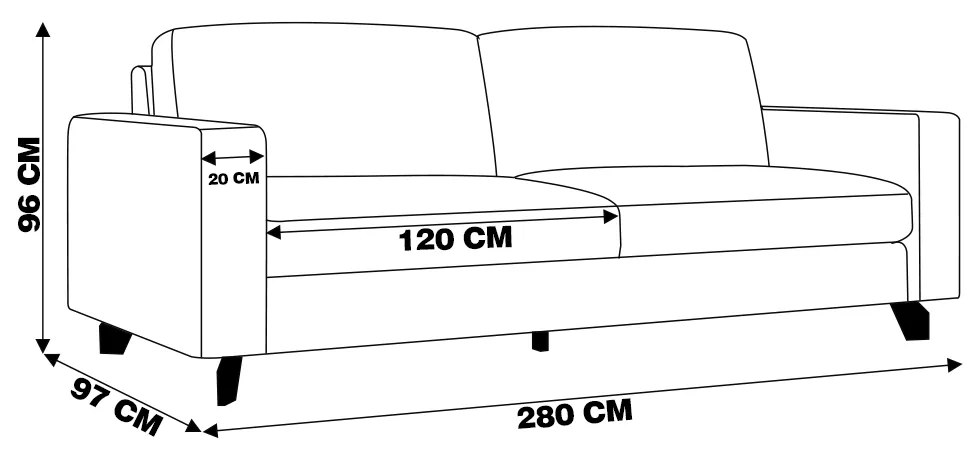 Sofá Decorativo 280cm Moscou Couro Caramelo G52 - Gran Belo
