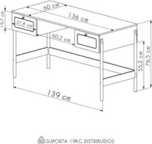 Mesa Escrivaninha Home Office Pés Madeira Arlo A10 Hanover - Mpozenato