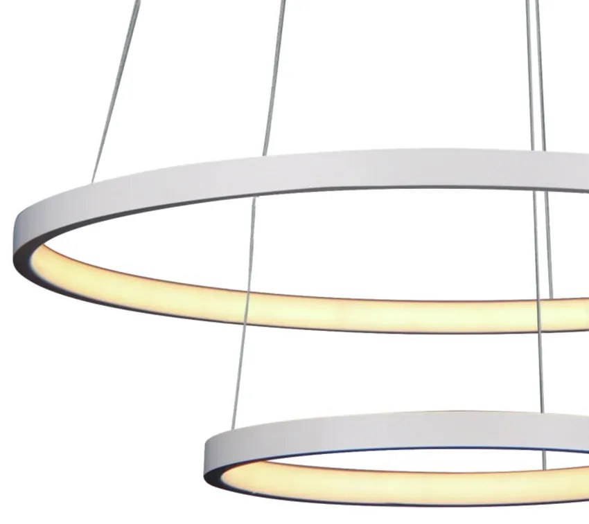 Pendente Montreal Aro Ø50X2Cm / Ø30X2Cm Led 40W 3000K Bivolt / 02 Anel... (Branco)