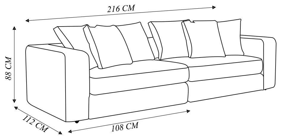Sofá Modulado Sala de Estar Trento 216cm com Almofadas Soltas Linho Cinza G92 - Gran Belo